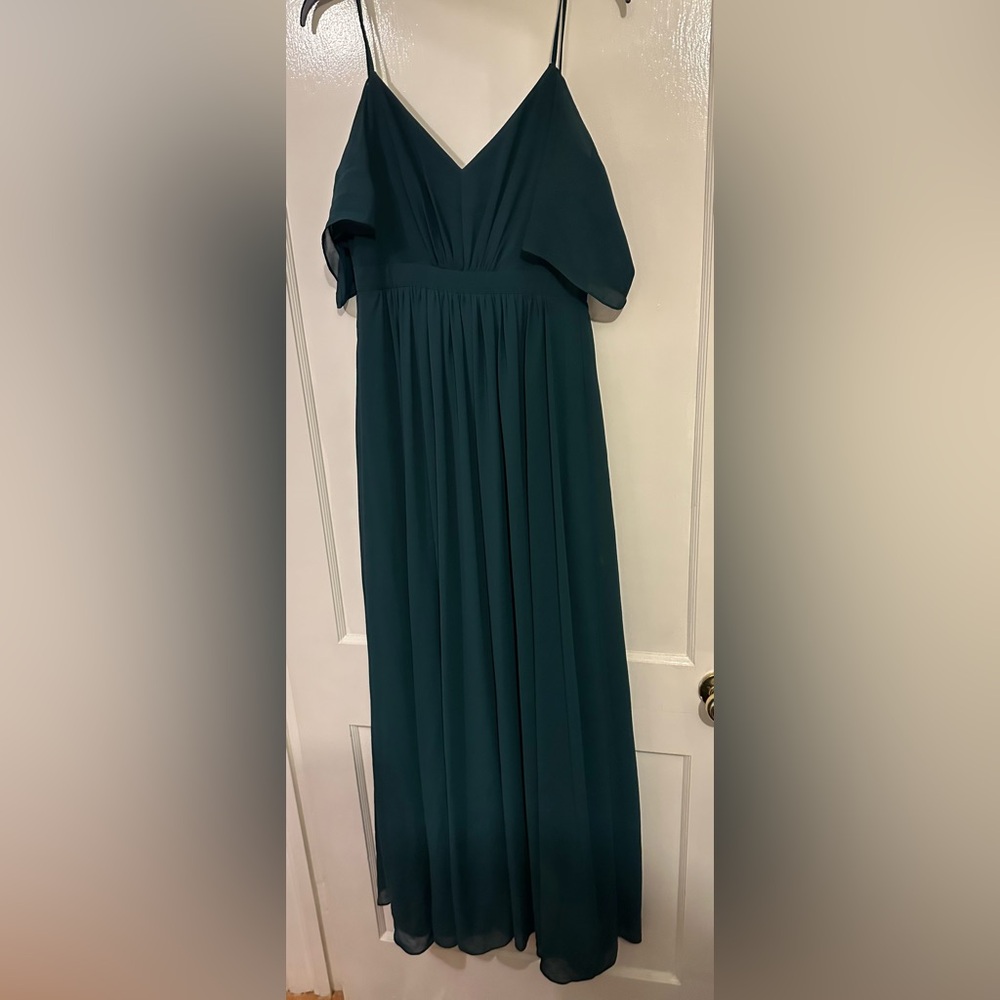 Lulus cold shoulder forest green maxi dress size S